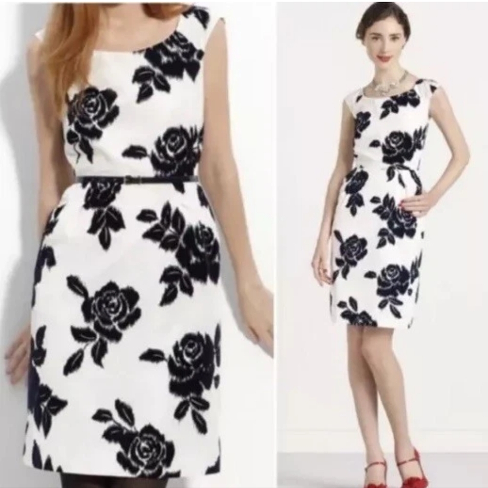 Kate Spade Josie Dress.Elegant Black and White Floral Dress
